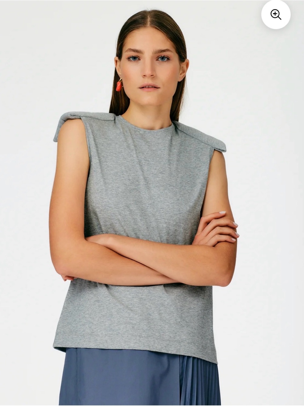 TIBI
EPAULETTE T SHIRT - HEATHER GREY  SIZE: XXS
